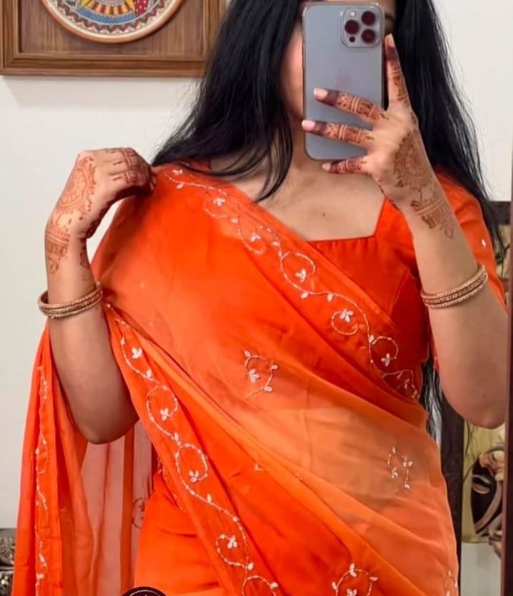 half pure chiffon saree