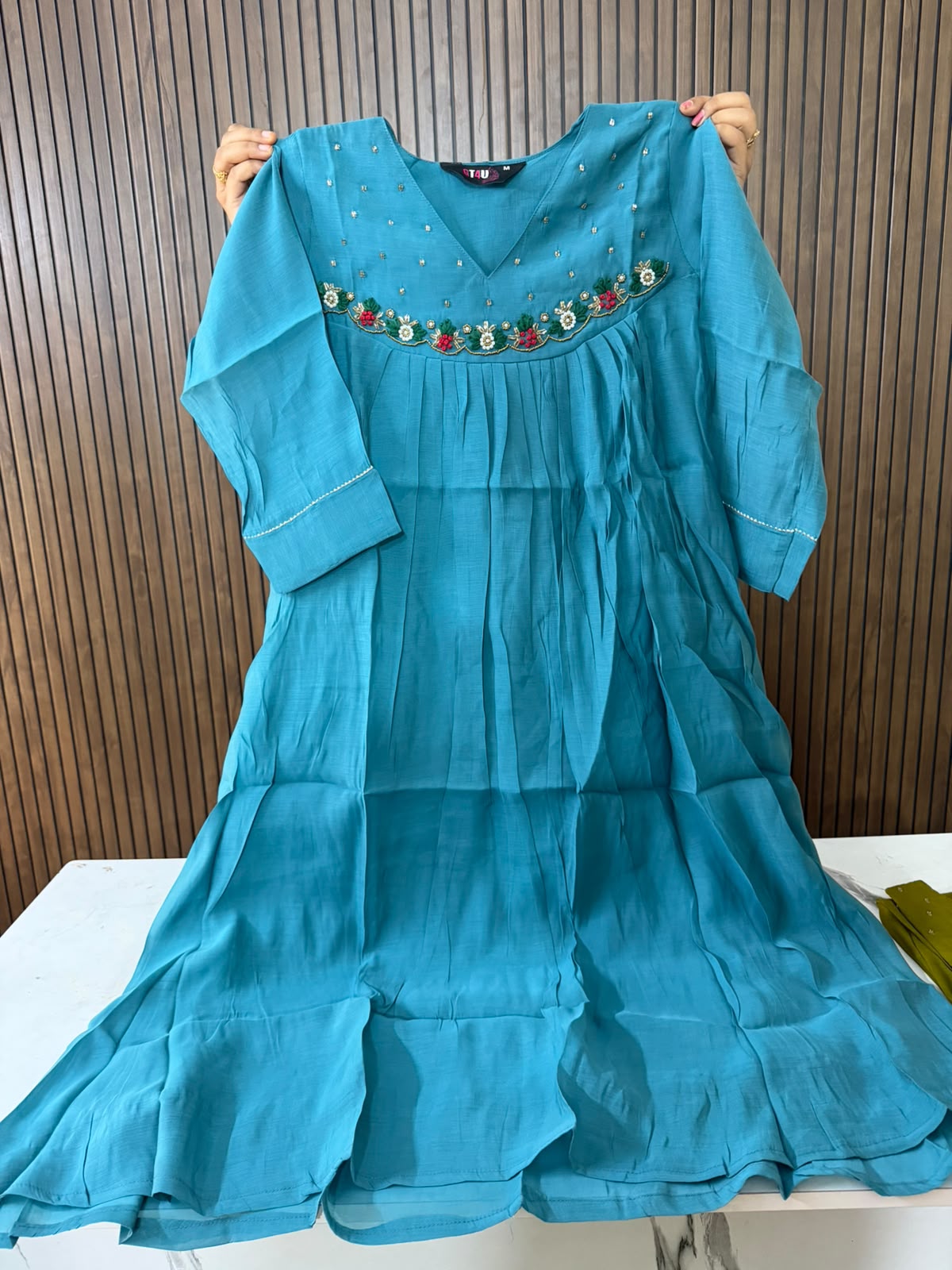 Sahithi MUL CHANDERI ANARKALI FROCK
