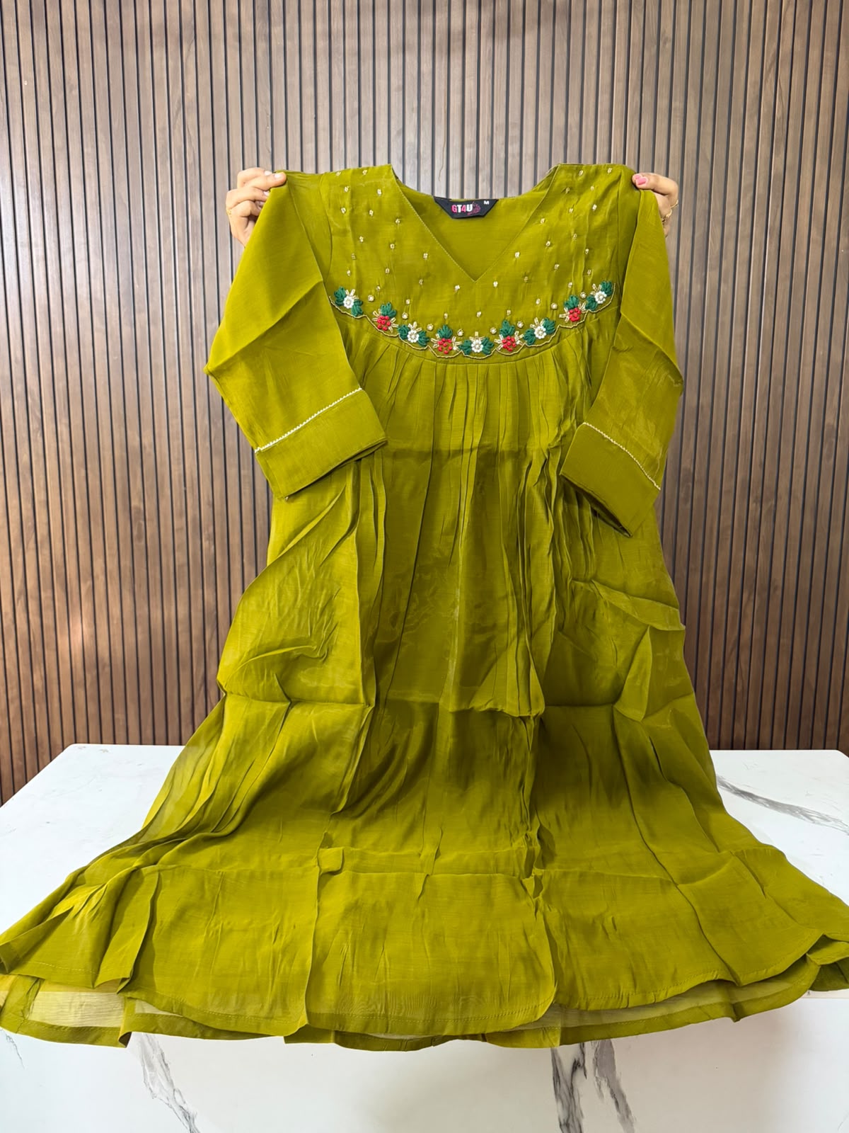 Sahithi MUL CHANDERI ANARKALI FROCK