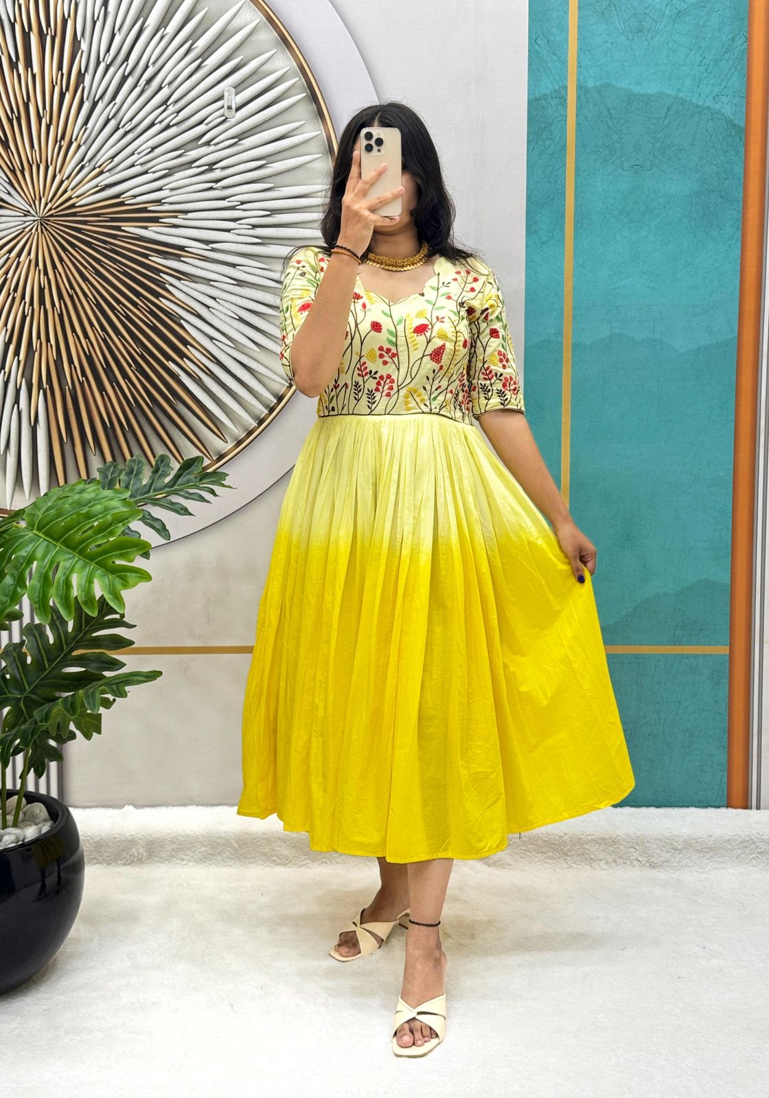 Pure Mul Mul Cotton Duel Shade Gowns /frocks