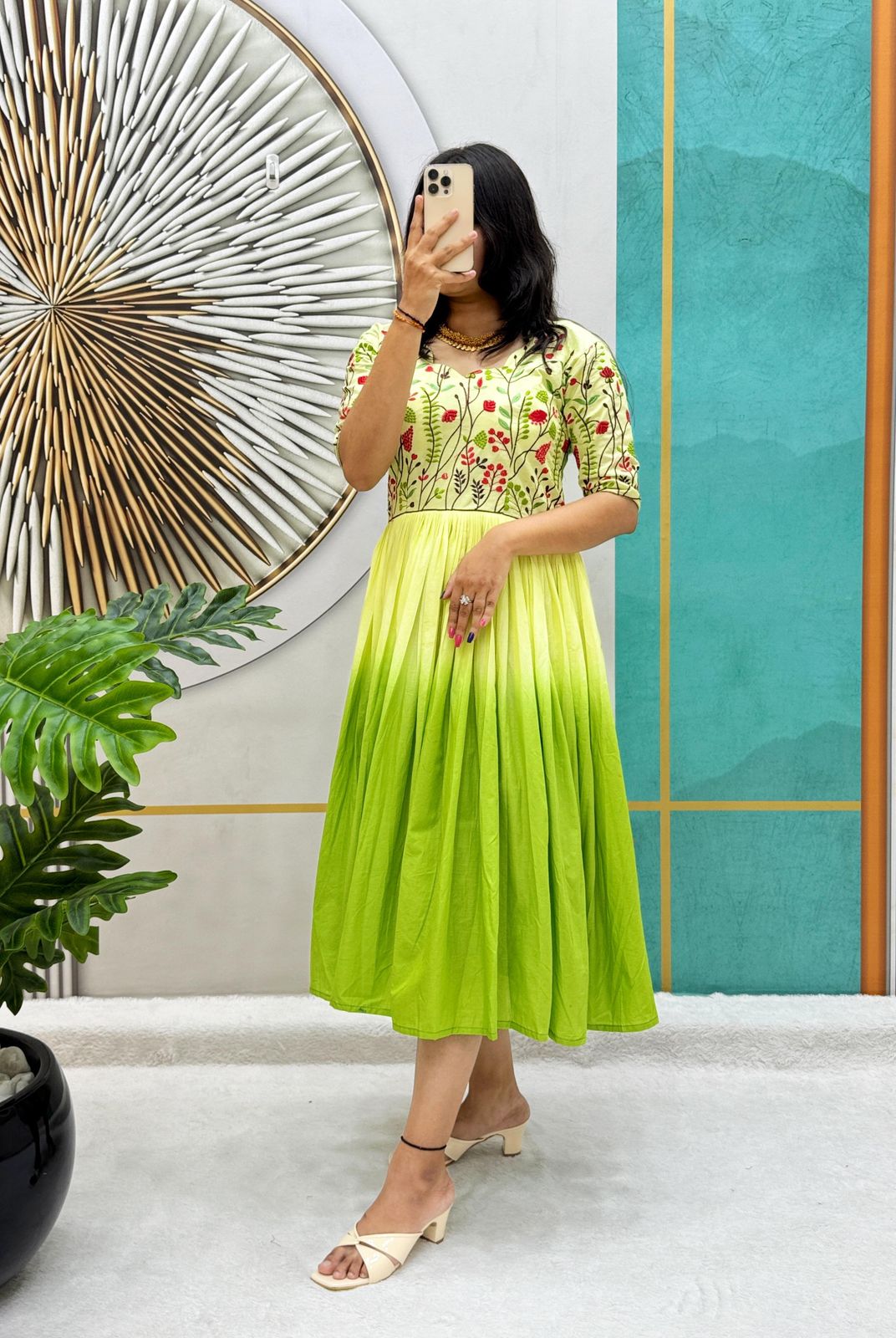 Pure Mul Mul Cotton Duel Shade Gowns /frocks