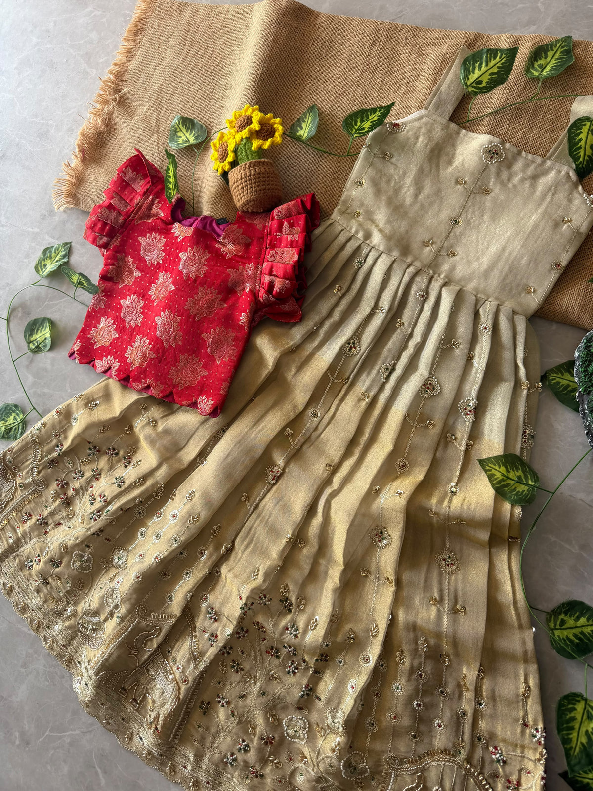 Hasya Kanjivaram Kids Gown with Coat