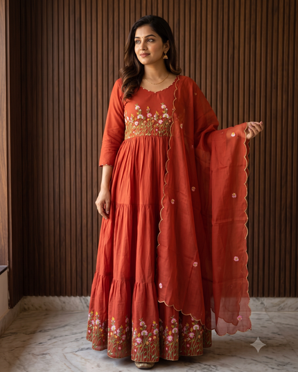 FLORAL GARDEN ANARKALI 3-PIECE SET