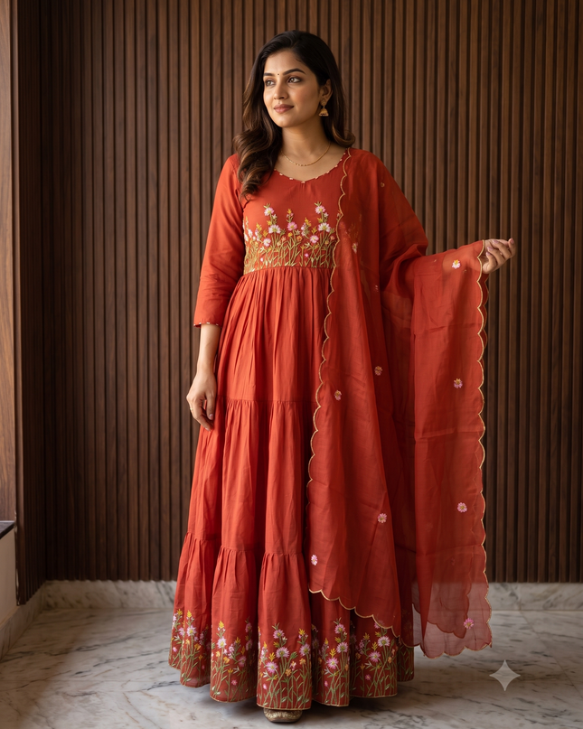 FLORAL GARDEN ANARKALI 3-PIECE SET
