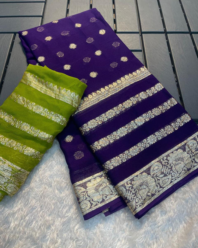 Viscose Georgette Saree Blue colour