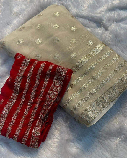 Viscose Georgette Saree Cream Colour