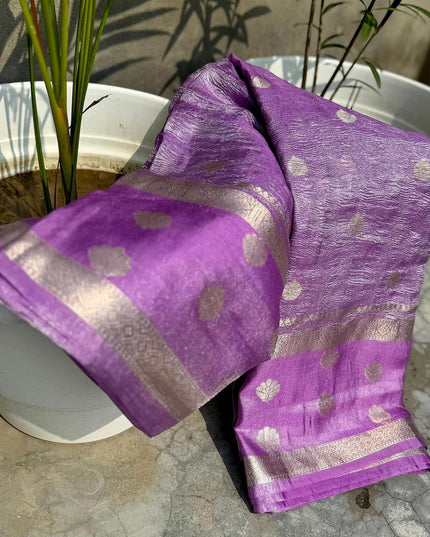 BANARASI  KANCHIPURAM ZARI TISSUE  VASKAT  SAREE  LAVENDER COLOUR