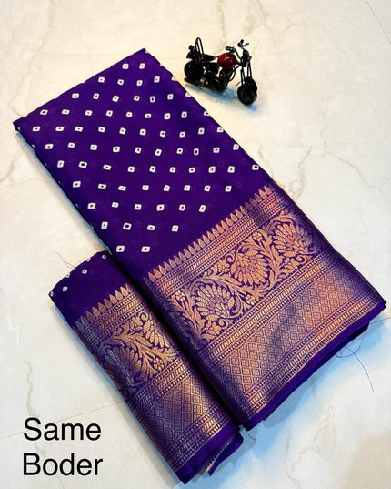 Pure Dola Silk With Jequrd Boder BlueColour