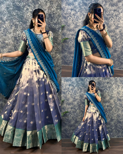 SOFT BANARSI TISSU ORGANZA LEHENGA