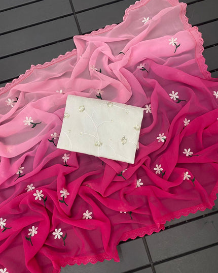 GEORGTTE PADDING SAREES Pink Colour