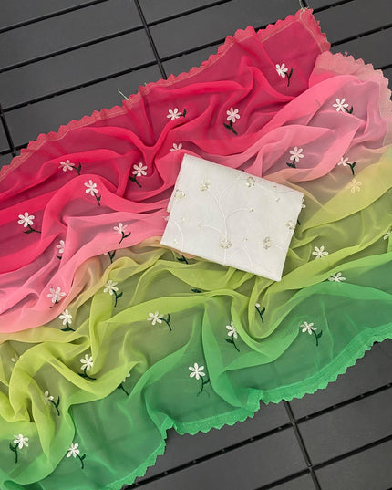 GEORGTTE PADDING SAREES Multi Colour