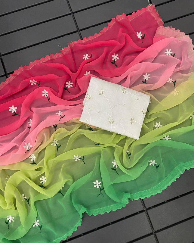 GEORGTTE PADDING SAREES Multi Colour