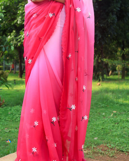 GEORGTTE PADDING SAREES Pink Colour