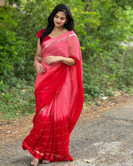 Viscouse georgette saree with satin patta