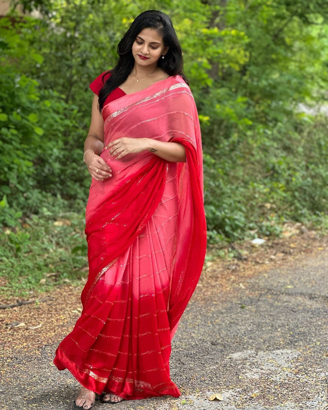 Viscouse georgette saree with satin patta