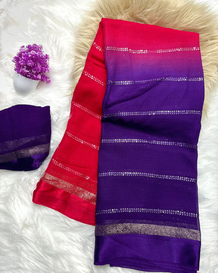 Viscouse georgette saree with satin patta
