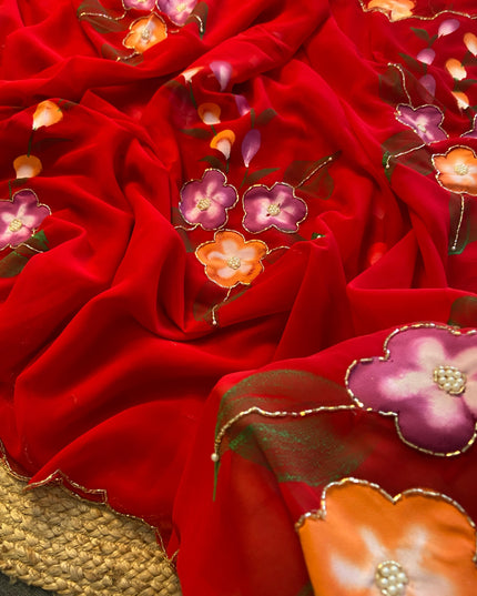 Soft pure Georgette handwork sarees