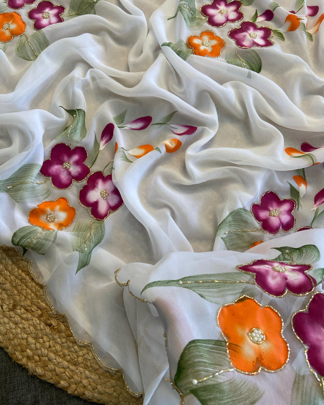 Soft pure Georgette handwork sarees