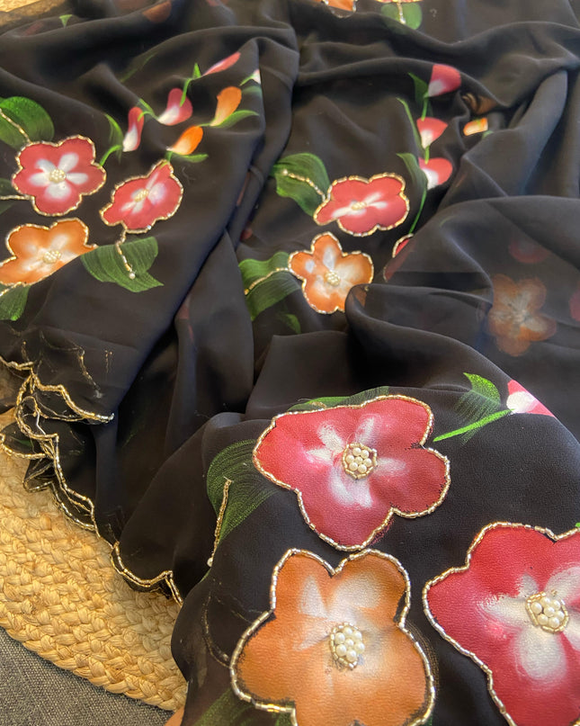 Soft pure Georgette handwork sarees