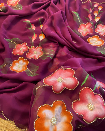 Soft pure Georgette handwork sarees