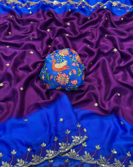 Rangoli Chiffon Saree Multi Embroidery Work