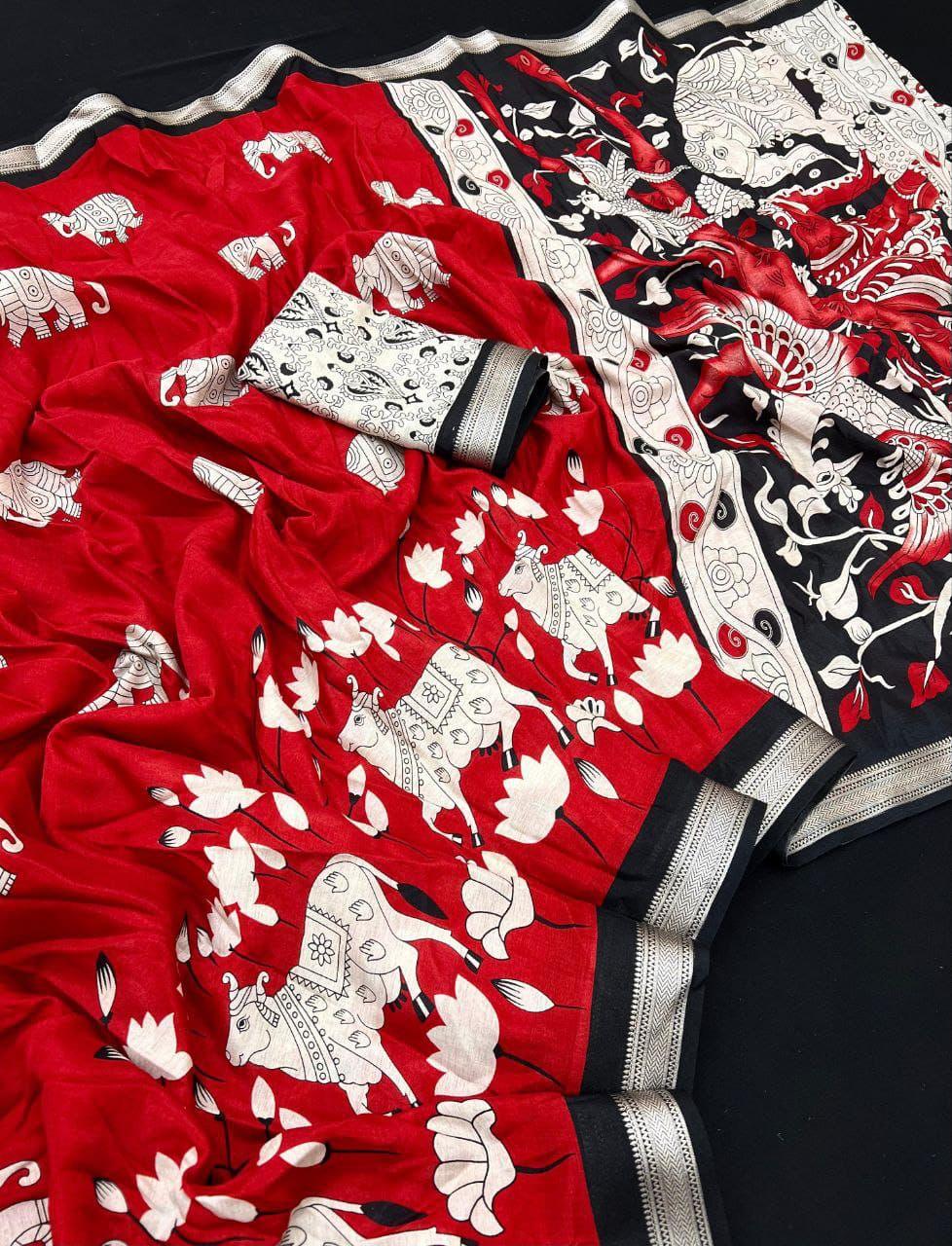 Budget Range Kalamkari Decent Cotton Saree