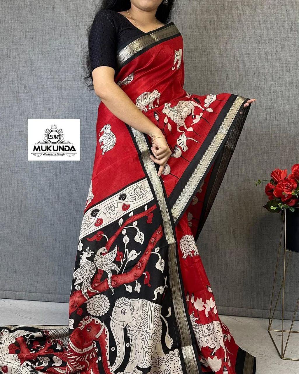 Budget Range Kalamkari Decent Cotton Saree