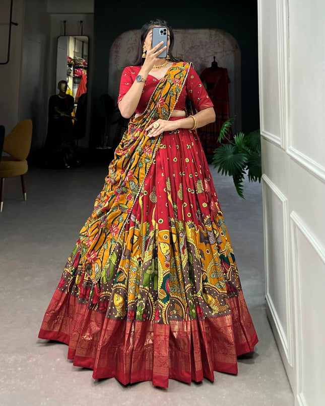 stunning printed silk lehenga