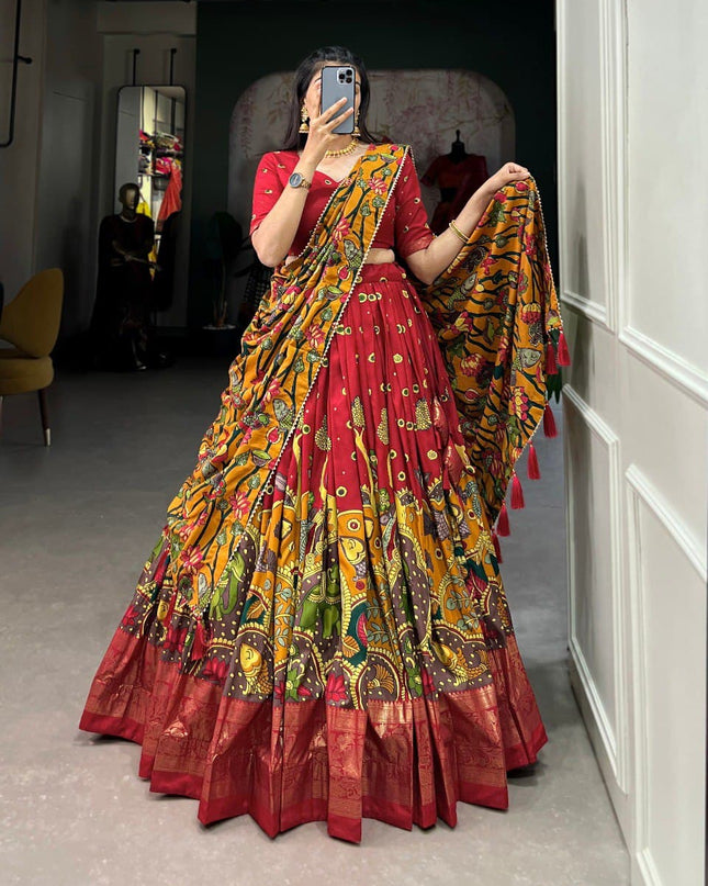 stunning printed silk lehenga