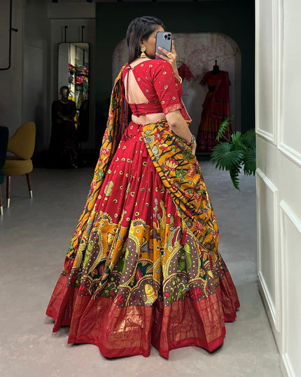 stunning printed silk lehenga