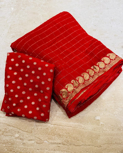 Viscose Georgette Saree With Dola Viscose Blouse