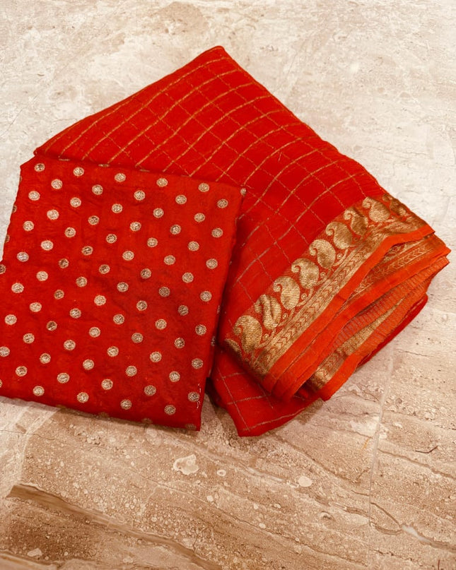 Viscose Georgette Saree With Dola Viscose Blouse