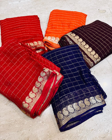 Viscose Georgette Saree With Dola Viscose Blouse