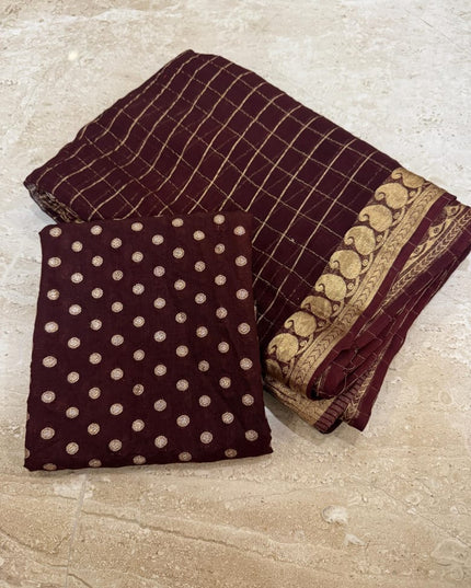 Viscose Georgette Saree With Dola Viscose Blouse