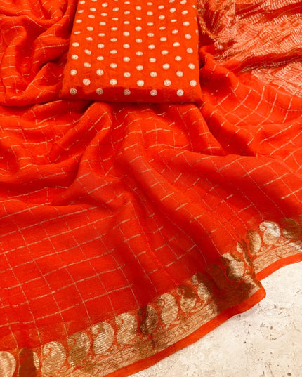 Viscose Georgette Saree With Dola Viscose Blouse