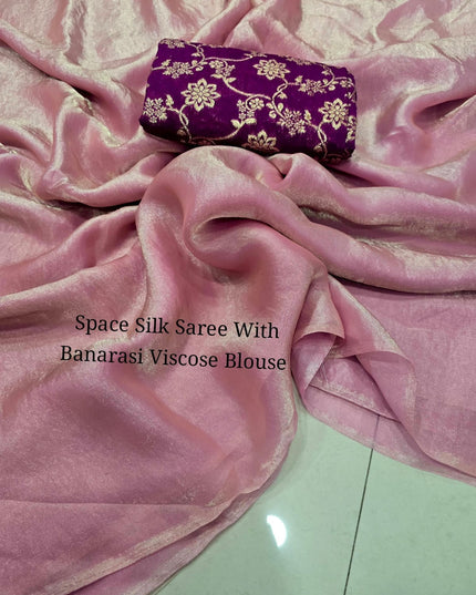 Space Soft Silk Saree With Banarasi Viscose Blouse