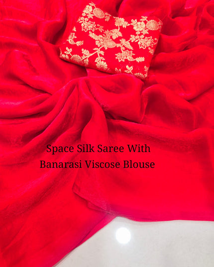 Space Soft Silk Saree With Banarasi Viscose Blouse