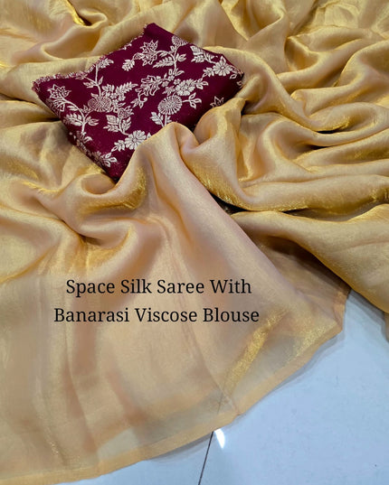Space Soft Silk Saree With Banarasi Viscose Blouse