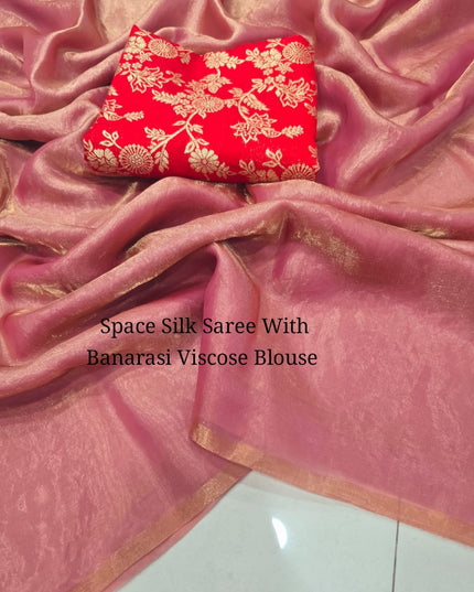 Space Soft Silk Saree With Banarasi Viscose Blouse
