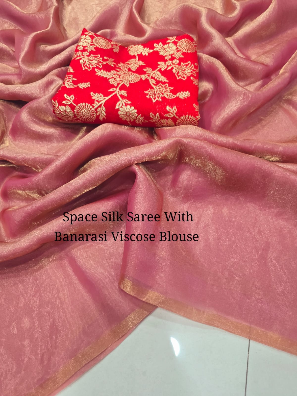 Space Soft Silk Saree With Banarasi Viscose Blouse