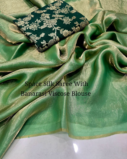 Space Soft Silk Saree With Banarasi Viscose Blouse
