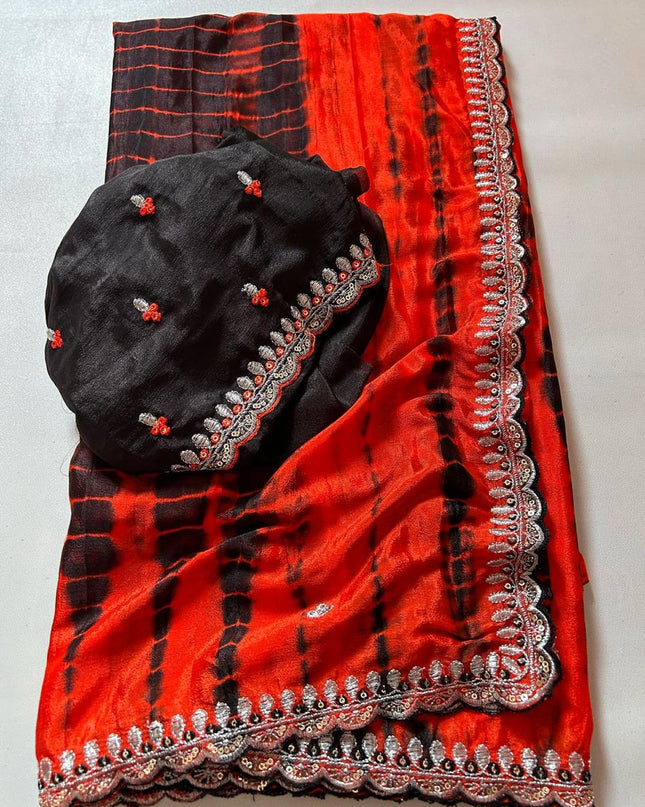 Soft Hand Dyeing Chinnon Saree