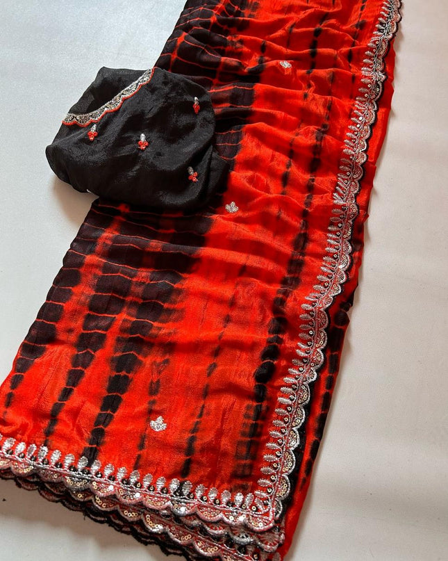 Soft Hand Dyeing Chinnon Saree