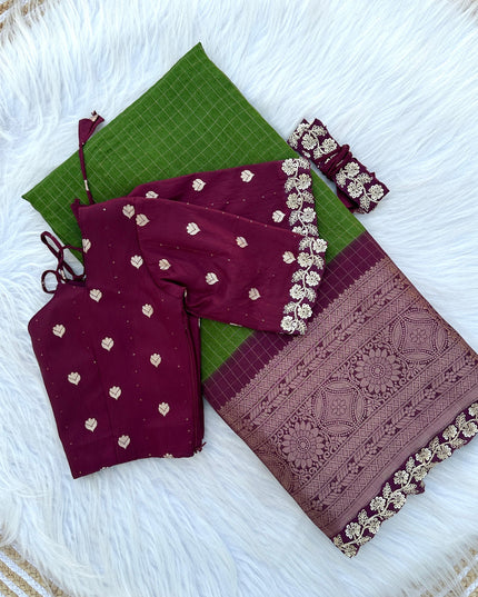 HEAVY DOLA SELF CHEX WEAVING SAREE