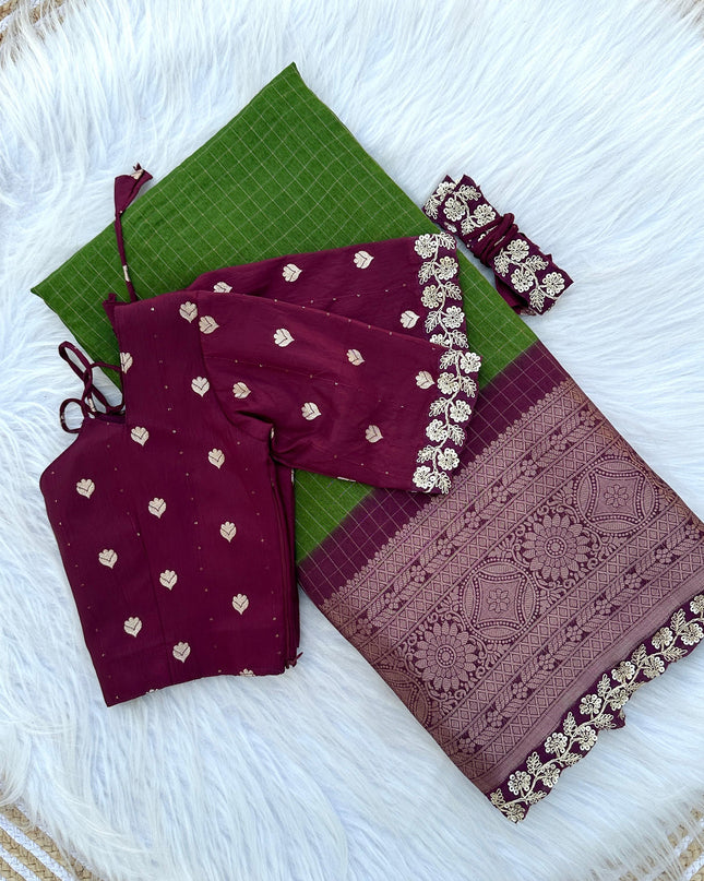 HEAVY DOLA SELF CHEX WEAVING SAREE