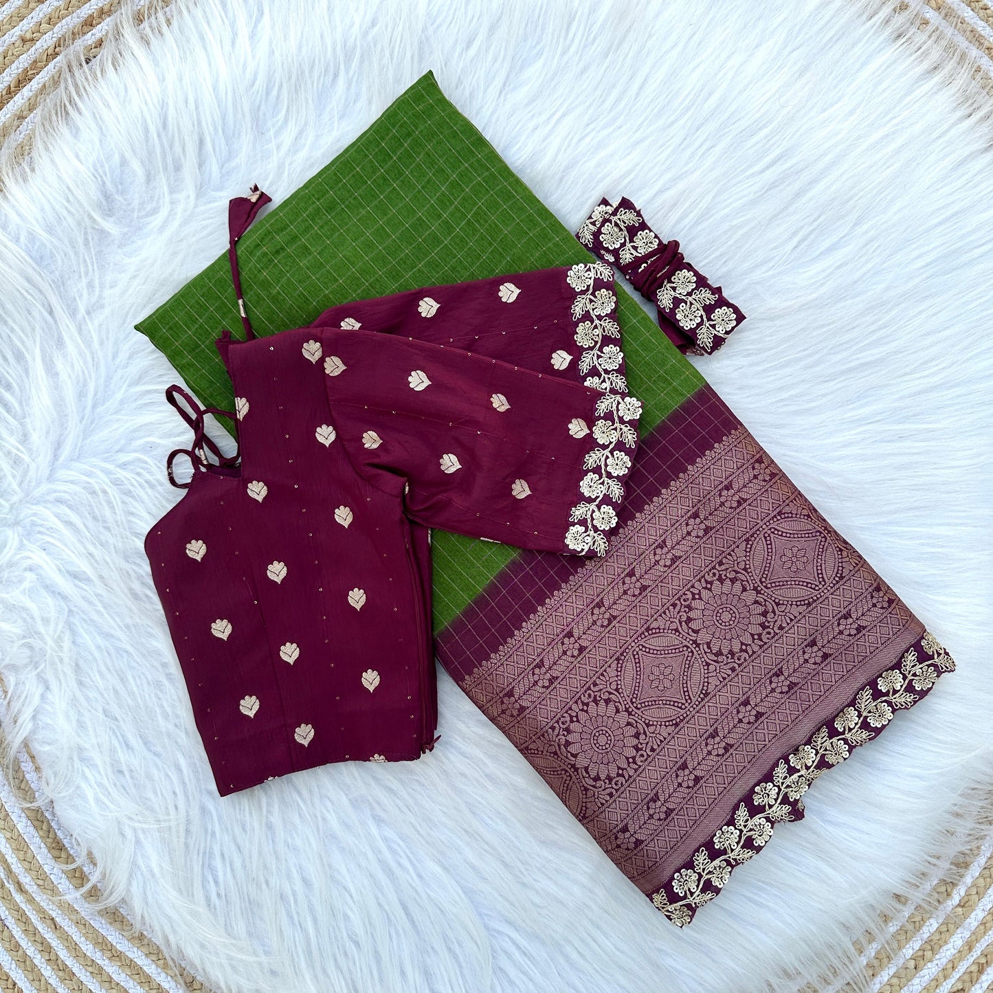 HEAVY DOLA SELF CHEX WEAVING SAREE
