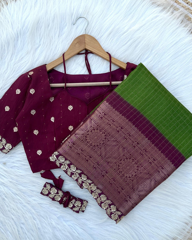 HEAVY DOLA SELF CHEX WEAVING SAREE