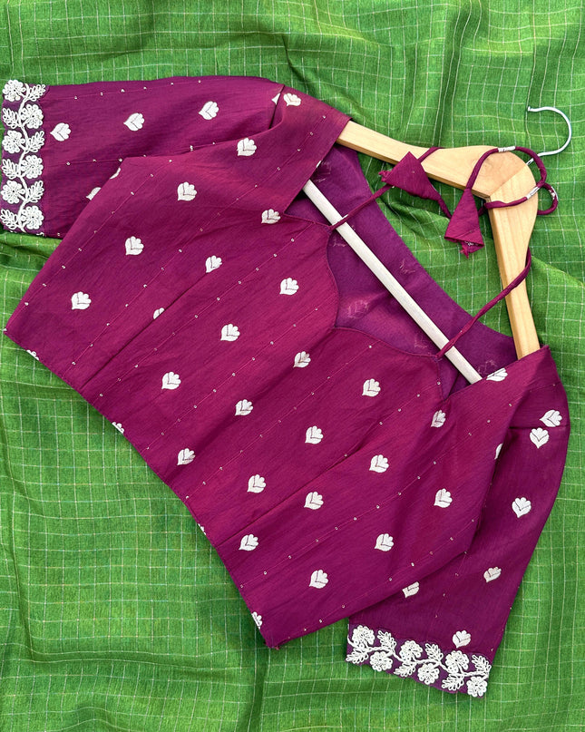 HEAVY DOLA SELF CHEX WEAVING SAREE WITH STICHED BLOUSE