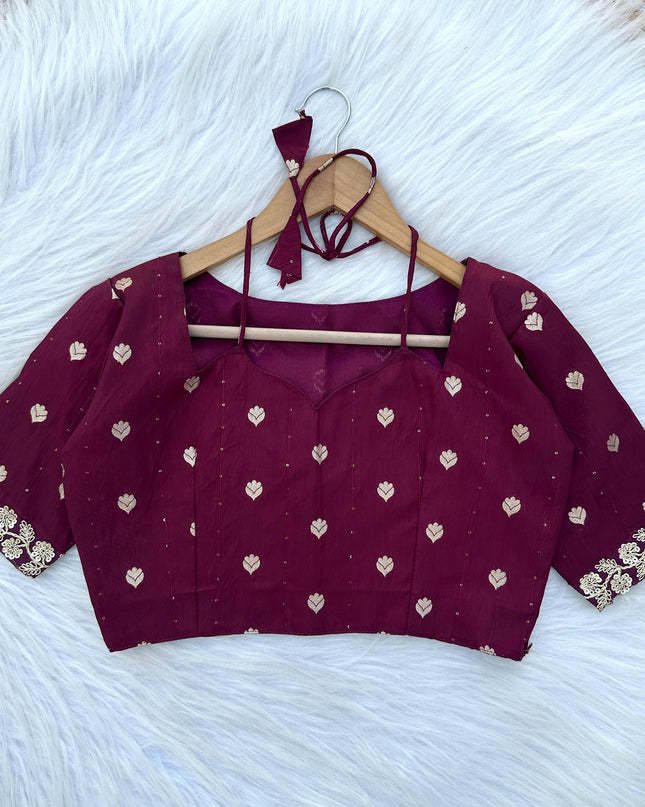 HEAVY DOLA SELF CHEX WEAVING SAREE WITH STICHED BLOUSE