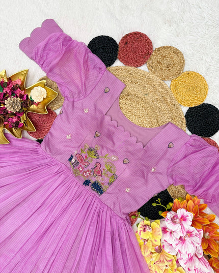 Kora Checks Cotton Maggam work gowns